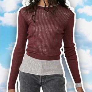 NWT FREE PEOPLE H2O Pullover Crew Lightweight Knit Sweater Boho Preppy Grunge